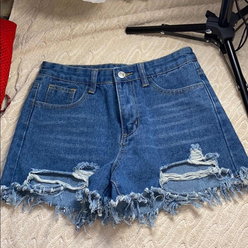 Distressed Denim Shorts